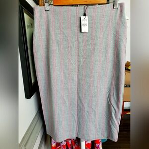 NWT Express Pencil Skirt Gray with Pink Pinstripe Knee Length size 8